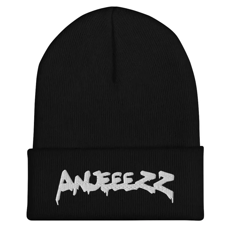 White Anjeeezz Logo Cuffed Beanie